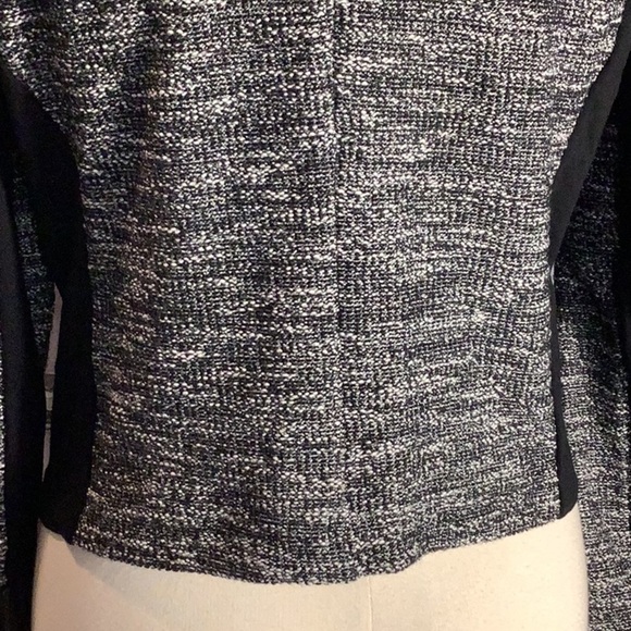 Eileen Fisher Black White Tweed Boucle’ Stretch Zip Front Sweater Jacket Sz M - Picture 8 of 11
